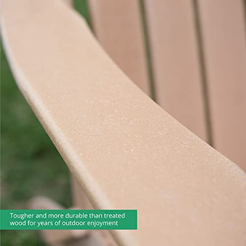 TITAN GREAT OUTDOORS Everwood Hilltop Latte Weatherwood Curve Back Poly Adirondack Folding Chair