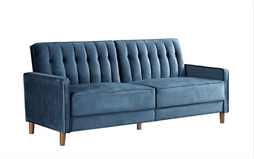Container Furniture Direct Anastasia Mid Century Modern Velvet Uphostered Tufted Convertible Sleeper Sofa, 81