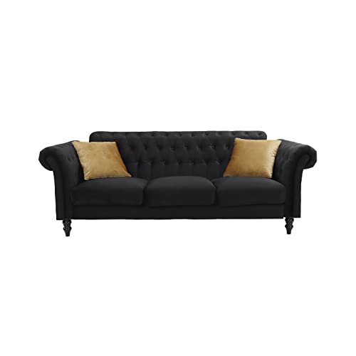 Modern Velvet Sofa with Tufted, Collection Contemporary Velvet Upholstered Couch, 83.8