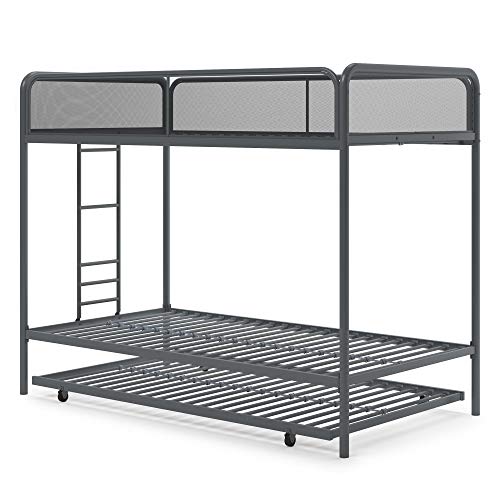 DHP Triple Metal Bunk Bed Frame, Gray, Twin