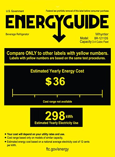 Whynter BR-1211DS Freestanding 121 Can Digital Control and Internal Fan, Stainless Steel Beverage Refrigerator, One Size