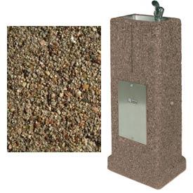 Concrete Upright Drinking Fountain - Tan River Rock