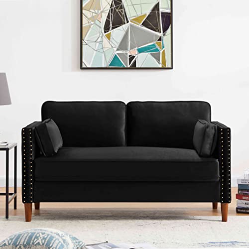 Cotoala 2 Piece Living Room Sectional Sofa Sets, Modern Upholstered Couch Furniture, One Three-Seat Chair & Loveseat, 2+3, Black