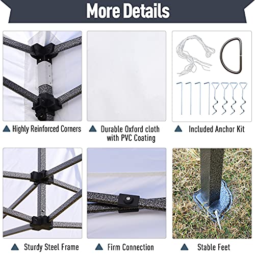Outsunny 10' x 15' Heavy Duty Pop Up Canopy Gazebo with 3-Level Adjustable Height, Wheeled Roller Bag, UV Fighting Roof, White