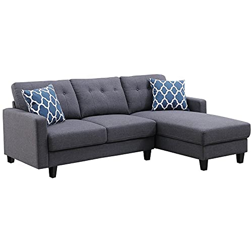 Devion Furniture Tufted Back Linen Fabric 84