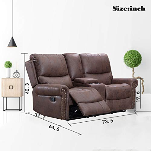 Recliner Sofa Reclining Couch Sofa Palomino Fabric Home Theater Seating Manual Recliner Motion for Living Room (Love seat)