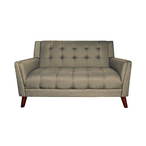 Evelyn Mid Century Modern Fabric Loveseat, Mocha