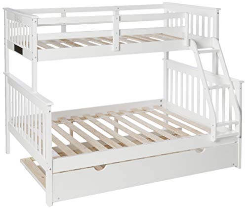 Donco Kids 122-3-TFW-503-W Mission Bunk Bed withTrundle Twin/Full/Twin White