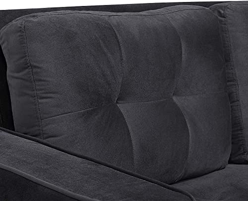 RINIMEI 2 Piece Living Room Furniture Set Include Upholstered Three Seater Sofá & Loveseat, Sectional Sofa Stylish Velvet Tufted Cushion Couch Easy Assemble W/Side Pockets,Black