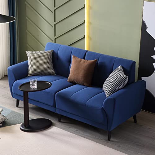 Mi Shangou Blue Modern Linen Fabric Sofa Couch, 68.5