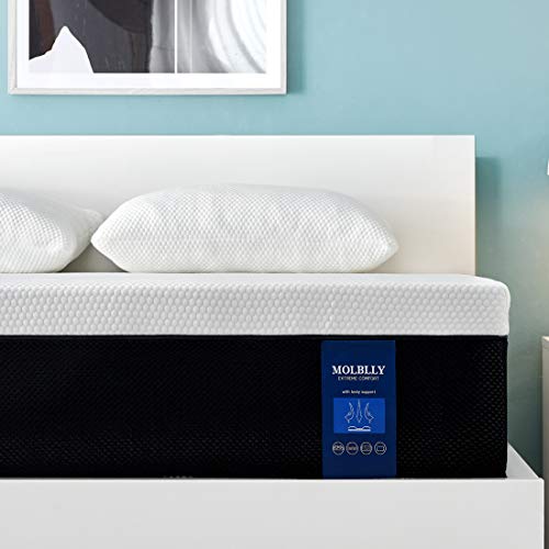 King Size Mattress, 12 Inch Molblly Premium Cooling-Gel Memory Foam Mattress Bed in a Box, Cool King Bed Supportive & Pressure Relief with Breathable Soft Fabric Cover, Medium Firm