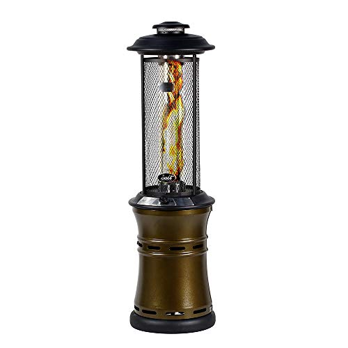 BALI OUTDOORS Propane Patio Heaters Floor-Standing Round Dancing Flame,Wheels,Glass Tube,Suitable For Balcony,Veranda,BBQ Party, Pyramid Retractable Bronze Commercial Outdoor Heater