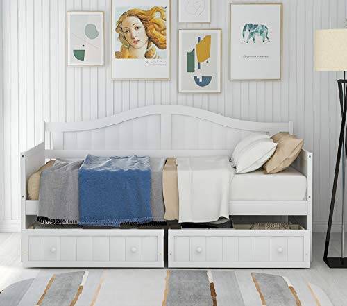 Harper & Bright Designs Wood Daybed with Storage Drawers, Twin Daybed Sofa Bed Frame for Bedroom, Guest Room, Living Room
