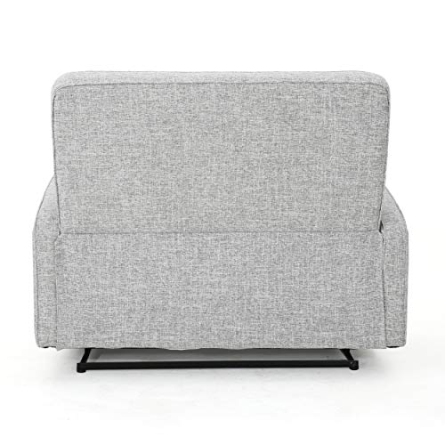GDFStudio Christopher Knight Home Calliope Buttoned Fabric Reclining Loveseat, Light Grey Tweed / Black