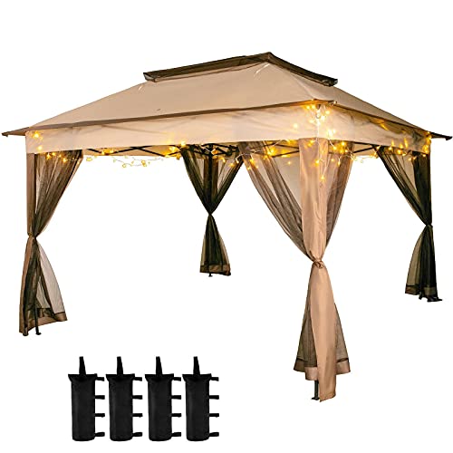 11x11' Outdoor 2-Tier Top Folding Portable Gazebo Vented w/Netting Outdoor Outdoor Furniture Patio Furniture Gazebos for patios Pop up Canopy Tent Tents for Parties Canopy Tent Outdoor Patio