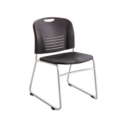 Safco Vy Series Stack Chairs Plastic Back/Seat, Sled Base, Black, 2/Carton