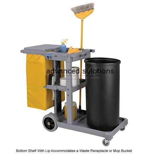 Global™ Janitor Cart Gray with 25 Gallon Vinyl Bag