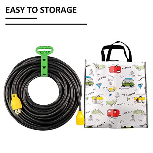 RVGUARD Bundle L14-30 4 Prong 30 Amp 100 Feet Generator Cord and L14-30P Generator Plug Connector