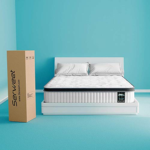 Queen Mattress 12 Inch, Serweet Cool Memory Foam and Individually Pocket Innerspring Hybrid Mattress in a Box, Ergonomic Support for Pressure Relief, CertiPUR-US Certified, 100-Night Trial