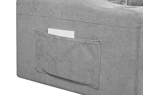 Etstod Modern Velvet Sectional Sofa Convertible with 2 Cupholders and Two Side Pockets,Reversible Pull Out Couch Storage Chaise Lounge for Living Room Apartment, Light Gray