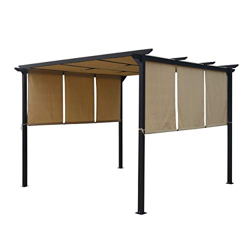 Christopher Knight Home 304382 Dione Outdoor Steel Framed 10' Gazebo, Beige/Brown