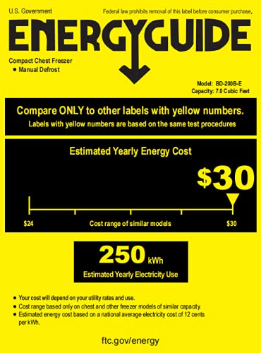 7.0 Cubic Feet Chest Freezer with Removable Basket, from 6.8℉ to -4℉ Free Standing Compact Fridge Freezer for Home/Kitchen/Office/Bar BLACK
