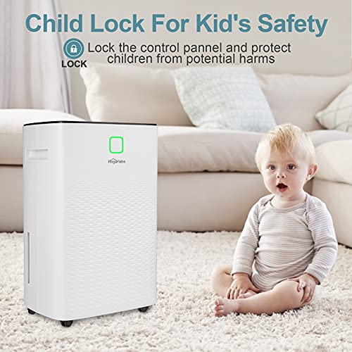 HOGARLABS 4000 Sq Ft 50 Pint Dehumidifier for Home and Basements, Dehumidifier with Drain Hose for Medium to Large Room, Multi-function Dehumidifier with Digital Control Panel and 24 Hours Timer