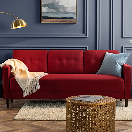 ZINUS Mikhail Sofa Couch / Ruby Red Sofa / Button Tufted Cushions / Easy, Tool-Free Assembly