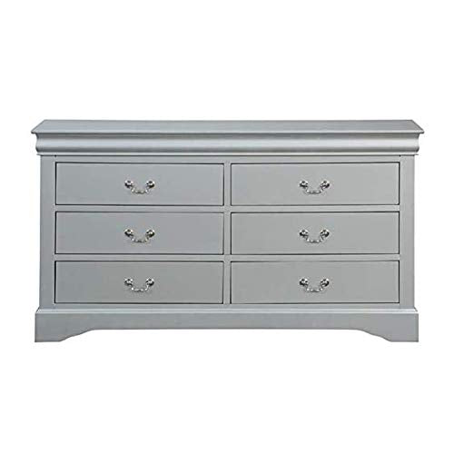 6 Drawer Dresser, Harper&Bright Designs Universal Solid Wood Storage Chest for Bedroom, Hallway, Entryway, Closet, Office (Platinum)