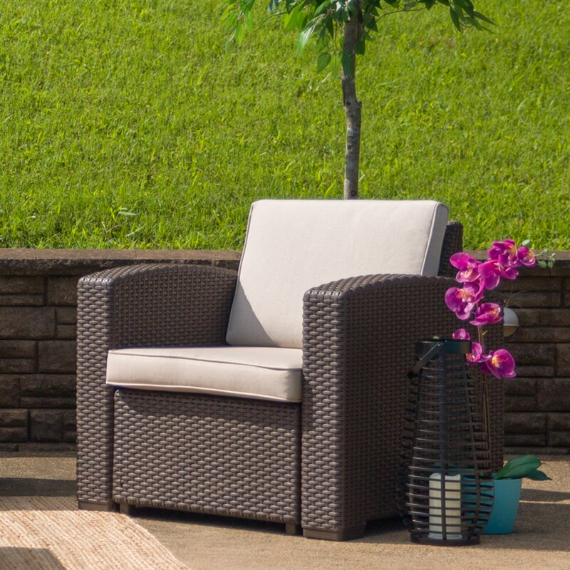 Clifford Faux Rattan Patio Chair with Cushion See More from Breakwater Bay
