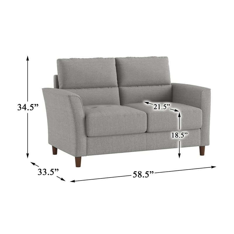 Pemberly Row Contemporary Textured Loveseat in Gray