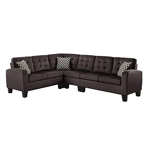 Lexicon Westville Tufted Fabric 2-Piece Reversible Sectional Sofa, 84