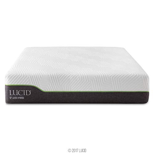 LUCID 12 Inch Latex Hybrid Mattress - Memory Foam - Responsive Latex - Steel Coils - Firm Feel - Temperature Neutral