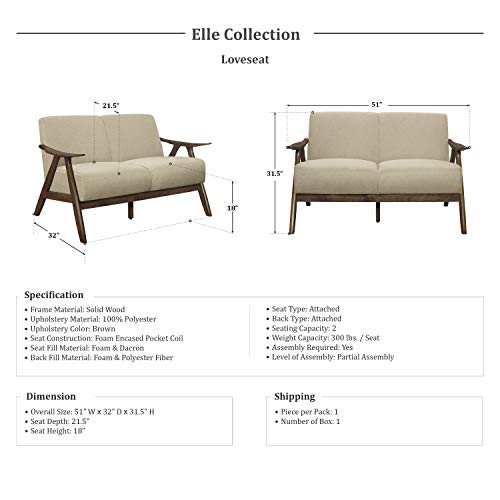 Lexicon Elle Loveseat, Brown