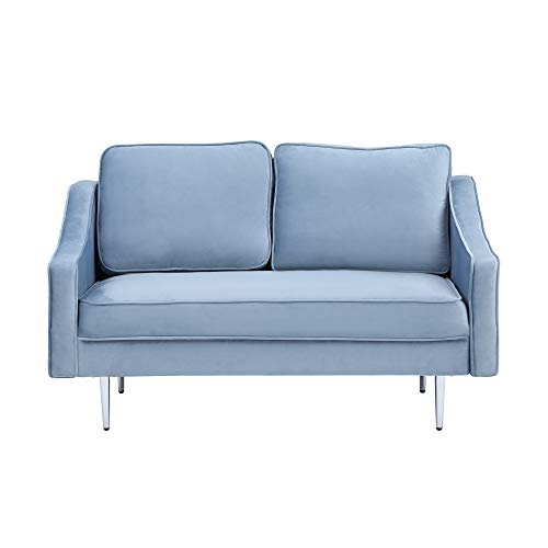 Harper & Bright Designs Living Room Sofa Sets, Modern Velvet Sofa Living Room Furniture Sets Include Upholstered Loveseat  for Home or Office,Light Blue