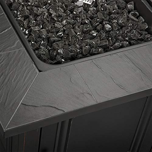 Endless Summer GAD15255SP 30-in Square Gas Pit with Ceramic Tile Mantel Fire Table, Black