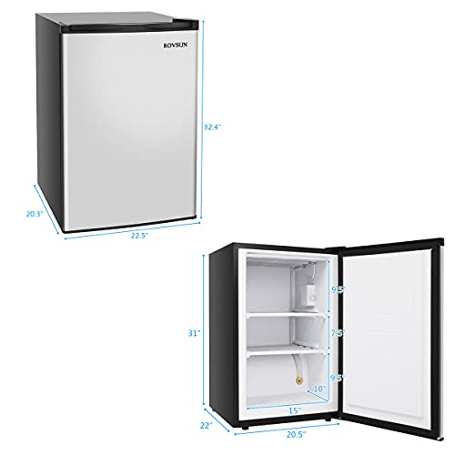 HOYOC 3.0 Cu.ft Upright Freezer Single Door Compact Portable Mini Freezer with Reversible Door and Adjustable Thermostat Removable Shelves Mini Freezer for Home/Dorms/Apartment/Office