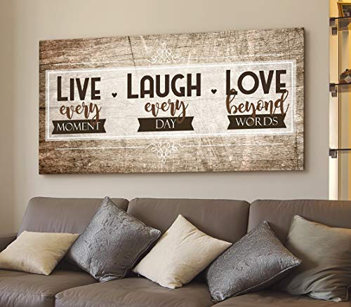 Live, Laugh, Love Quote Living Room Wall Art Canvas 24 x 48 inch