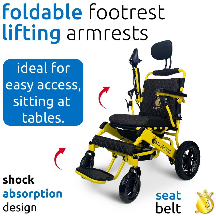 ComfyGO IQ-8000 Majestic 17.5 Inch Wide Seat Remote Controlled Travel Folding Electric Wheelchair With Recline New