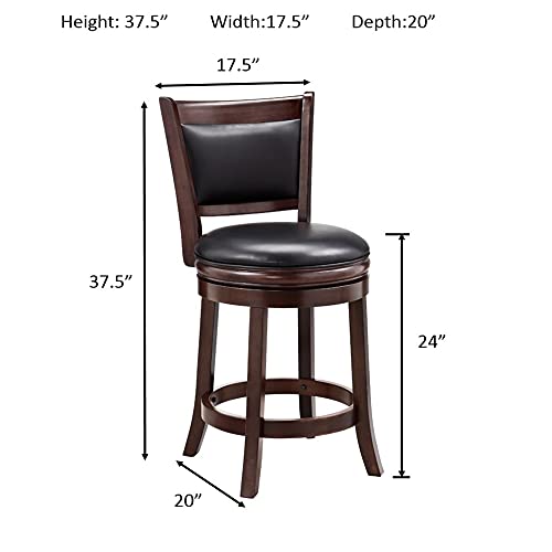 Ball & Cast Swivel Counter Height Barstool 24 Inch Seat Height Cappuccino Set of 2