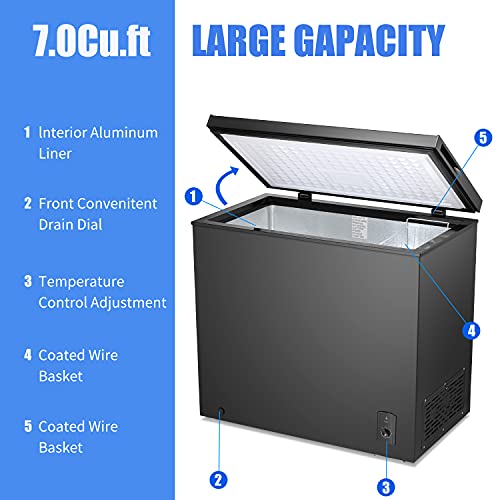Antarctic Star Compact Chest Upright Freezer Single Door Reversible Stainless Steel Door, Compact Adjustable Removable Shelves for Home Office Black