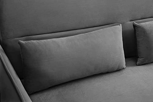 UNIROI Velvet Sofa Loveseat Convertible Recliner Bed w/Side Storage Pockets, Pull-Out Sleeper SofaBed with 2 Pillows & Adjustable Backrest for Living Room Apartment Compact Space, Grey