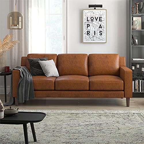 DHP Brynn 3 Seater Sofa, Camel Faux Leather