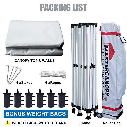 MASTERCANOPY Durable Pop-up Canopy Tent 10x20 Heavy Duty Instant Canopy with Sidewalls(White)