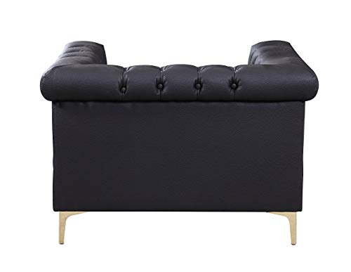 Iconic Home Gold/Black Winston PU Button Tufted with Nail head Trim Tone Metal Club Chair