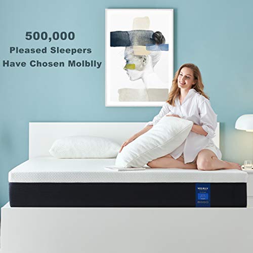 King Size Mattress, 14 Inch Molblly Premium Cooling-Gel Memory Foam Mattress Bed in a Box, Cool Full Bed Supportive & Pressure Relief with Breathable Soft Fabric Cover, Medium Firm…