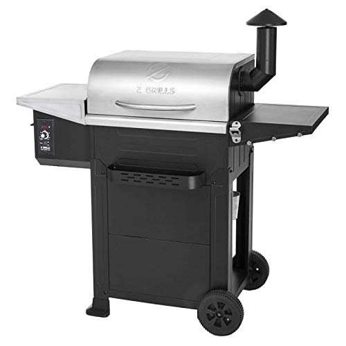 Z GRILLS L6002E 2021 Upgrade Wood Pellet Grill 8 in 1 BBQ Grill Smoker for Outdoor Cooking Auto Temperature Control, 573 Square Inch Cooking Area, Silver