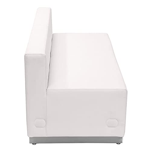 Flash Furniture HERCULES Alon Series White LeatherSoft Loveseat with Brushed Stainless Steel Base