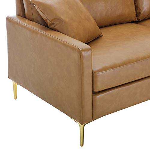Modway Juliana Vegan Leather Upholstered Sofa, Tan