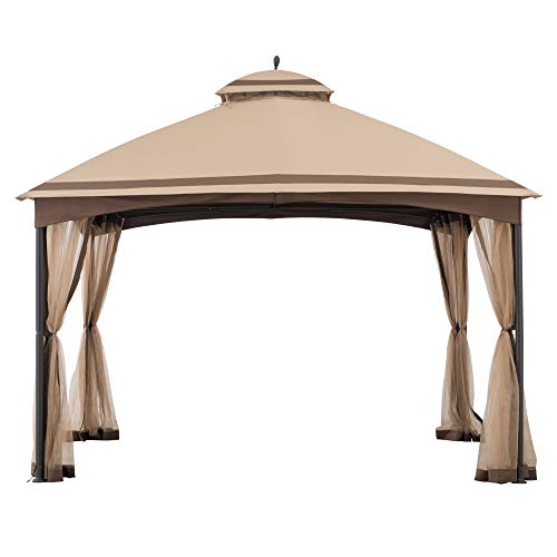 Sunjoy Pendleton 10.5 x 13 ft. 2-Tier Steel Gazebo, Tan & Brown